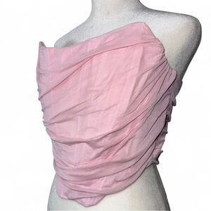 Pink Off-Shoulder Ruched Corset Top